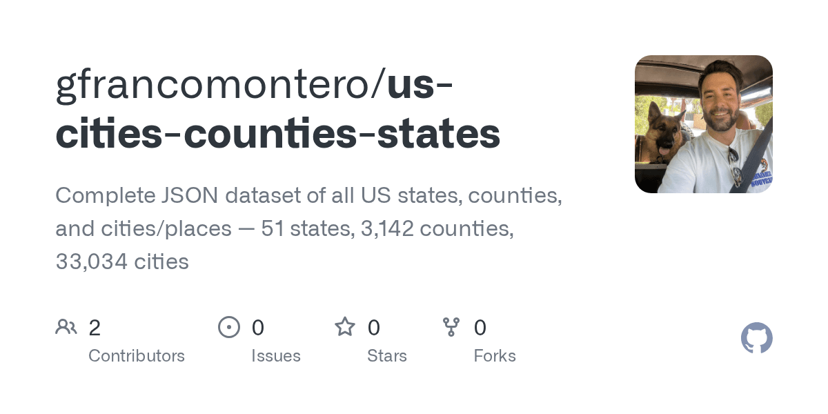 US Cities, Counties & States JSON (2026) (OpenSource)